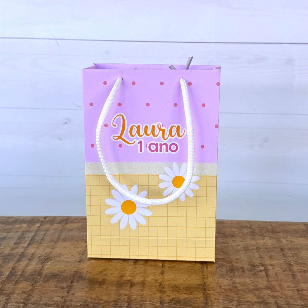 Sacolinha Personalizada Margaridas | Pegue e Monte | Lembrancinhas | Festa infantil | Aniversário