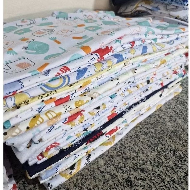 Kit 1 kg Malha Suedine estampada  Baby 100% Algodão para Artigos Bebê