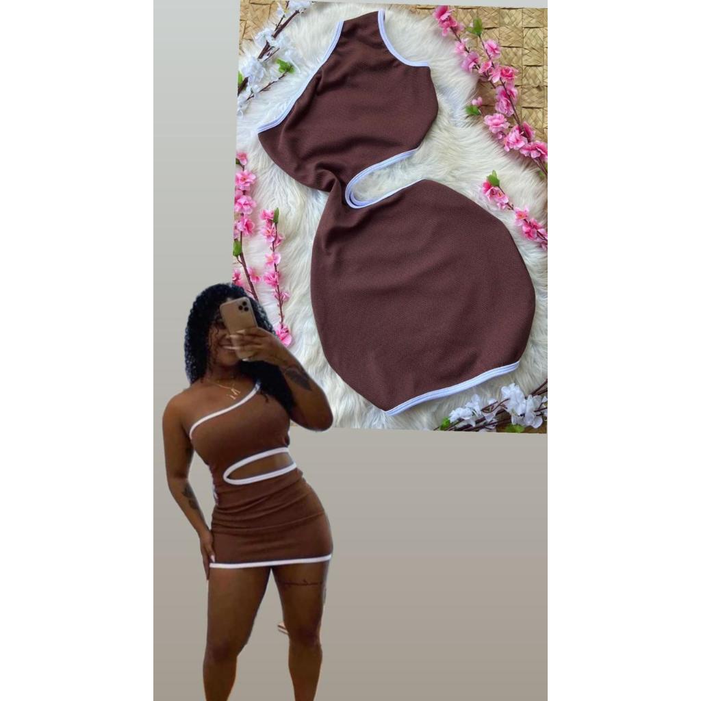 🤎Vestido Feminino Curto Marrom com Recortes Laterais – Sensual e Estiloso 🤎 em Oferta na Shopee