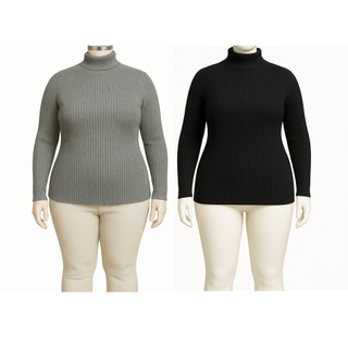 KIT 3 Cacharréis Feminina de lã Sueter feminino Lã Malha P ao GG Inverno blusa de lãr trico malha tricô Canelada