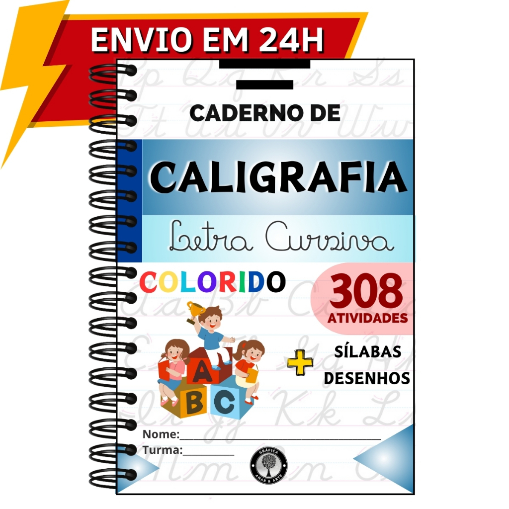 Caderno De Caligrafia Infantil Letra Cursiva c/ 308 atividades