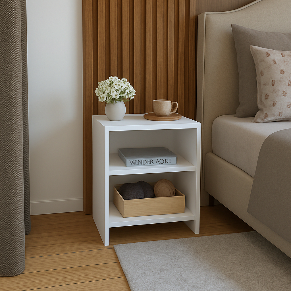 Mesa de Cabeceira Criado Mudo Nicho Quarto MDF Branco