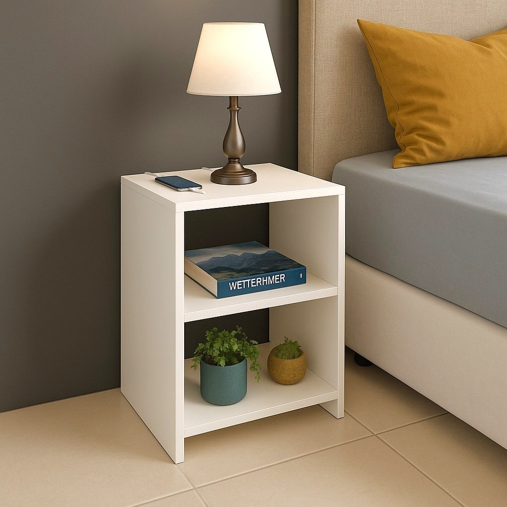 Mesa de Cabeceira Criado Mudo Nicho Quarto MDF Branco