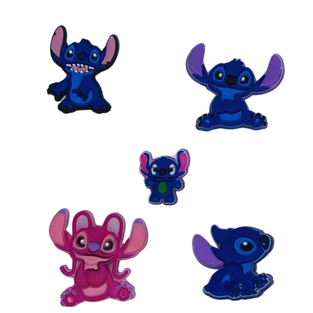 Kit 5 Pins Bottons Enfeites Para Crocs Babuche Lilo Stitch