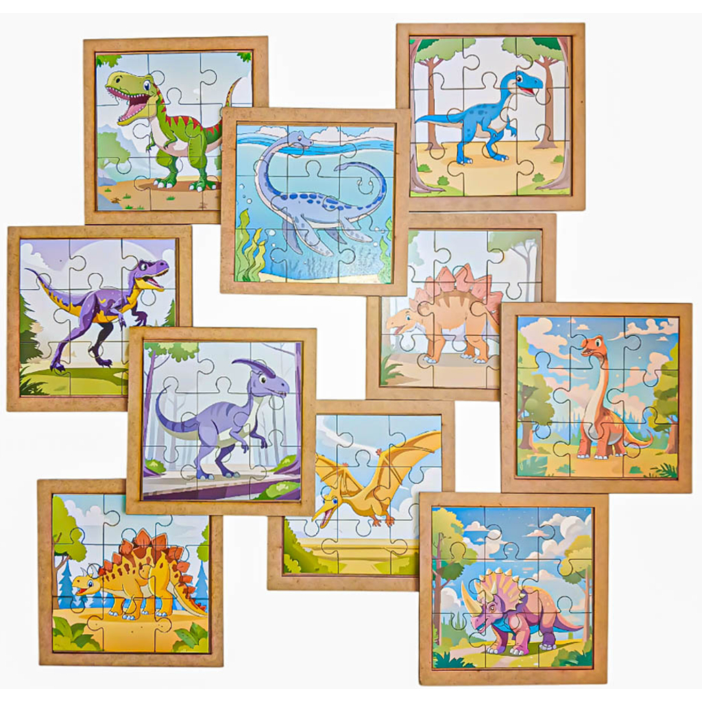 Kit Com 10 Quebra Cabeça Dinossauros Brinquedo Educativo
