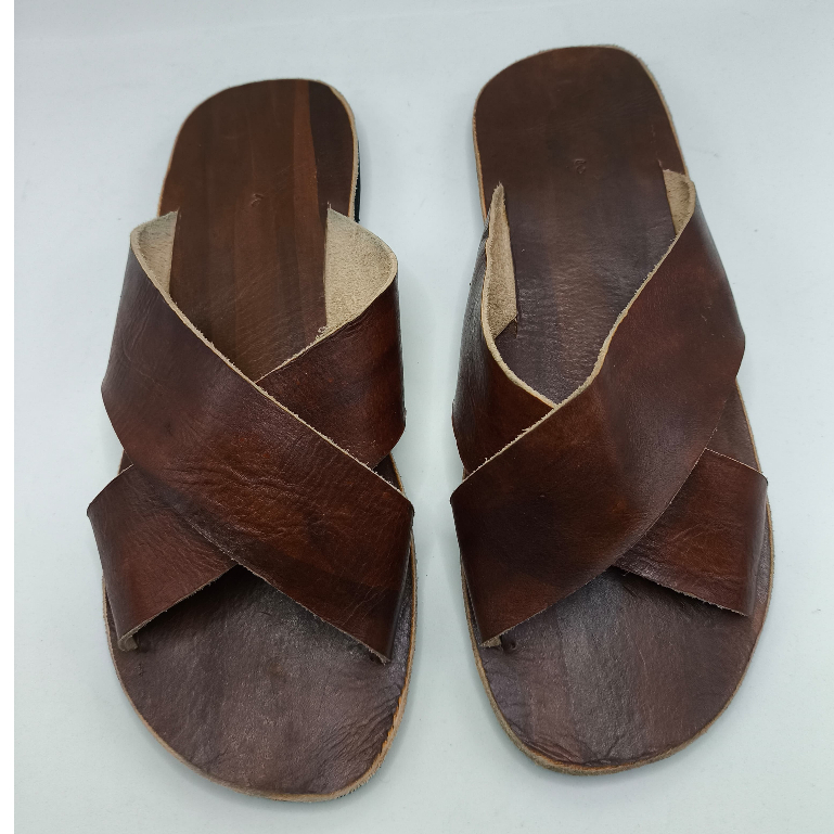 Chinelo de Couro Cruzado Couro Legitimo Masculino Confortavél Artesanal