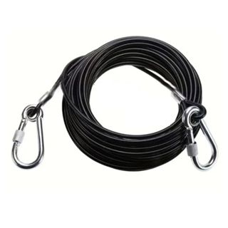 Cabo De Aço Revestido Preto Amarração Para Cães Ou Guia Passeio 4 Metros em Oferta na Shopee