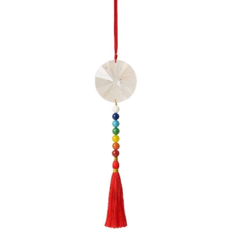 Suncatcher Cristal k9 Mandala 7 Chakras Pedras Natural Fengshui sinos do vento prisma solar