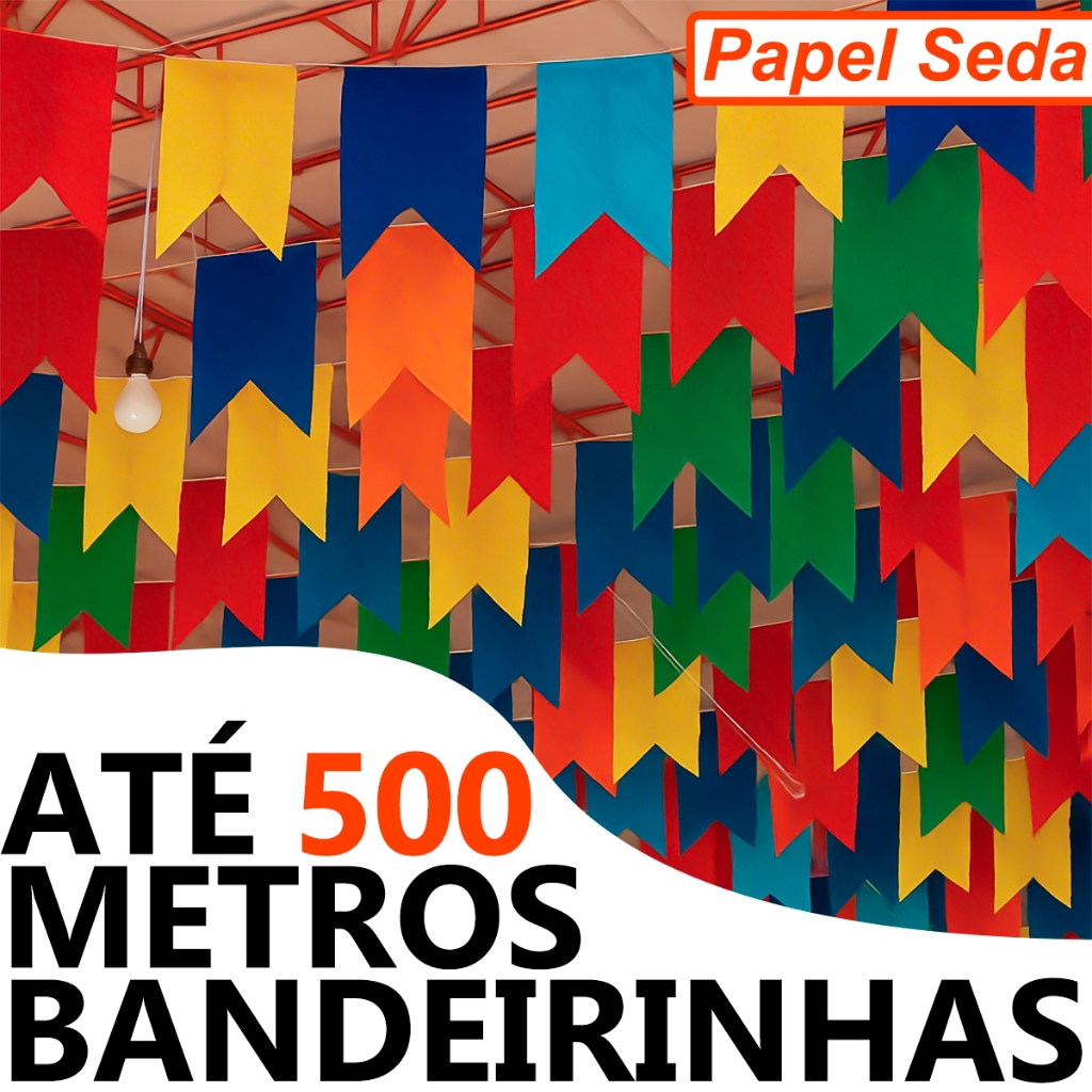 Bandeirinhas de Festa Junina Seda Até 500 Metros Decoração Julina São João Quermesse Arrai...
