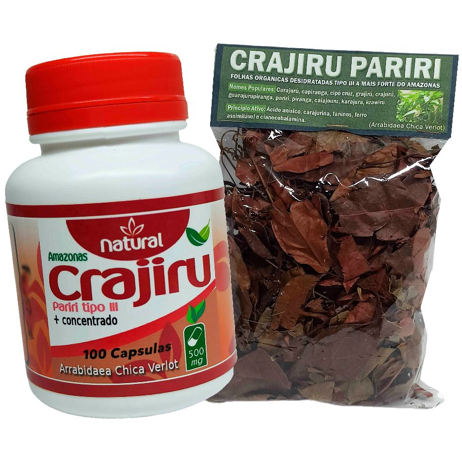 Crajiru Pariri 100 Cápsulas 500mg + 1 Crajiru super chá  - Entrega Rapida