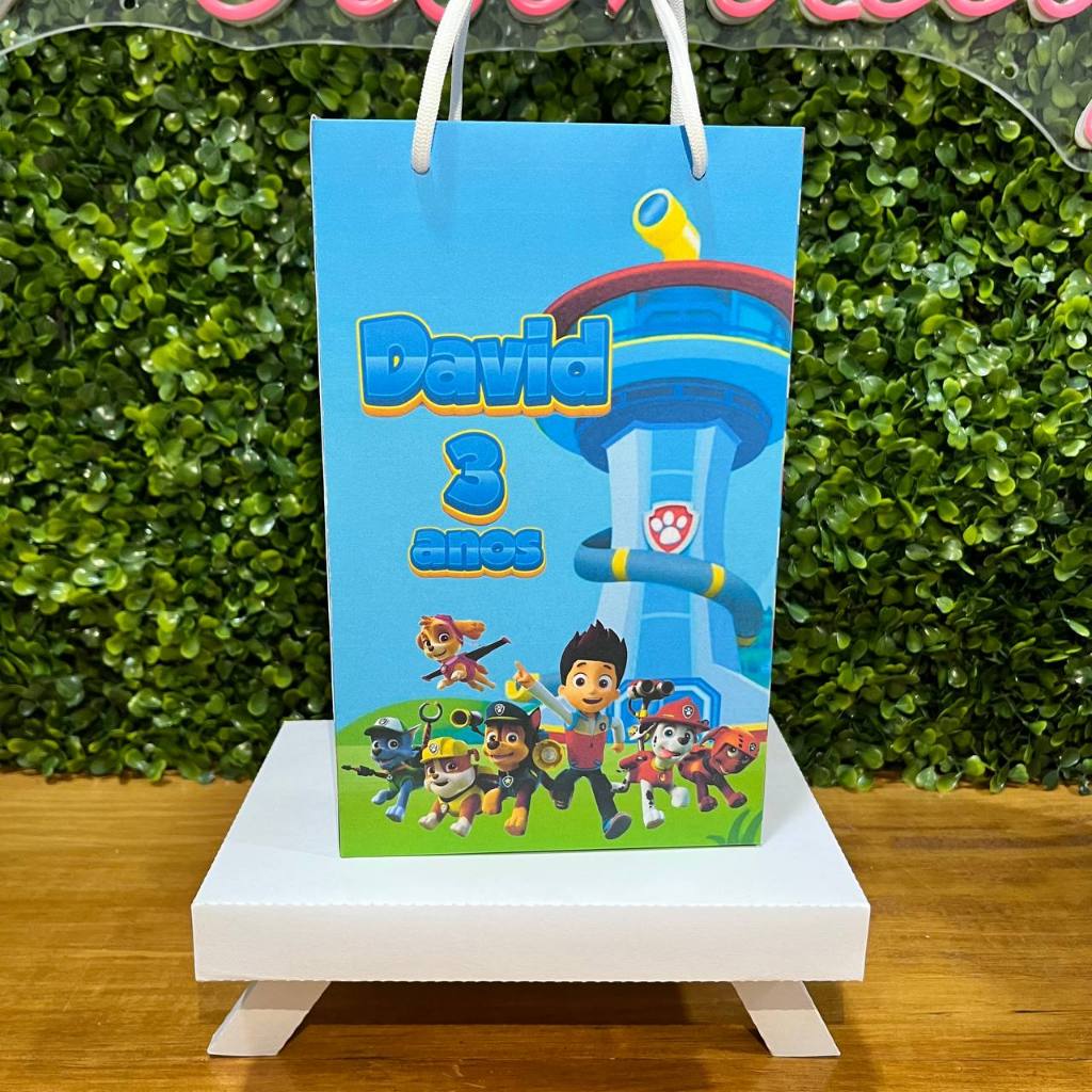 SACOLINHA PERSONALIZADA PATRULHA CANINA - PEGUE E MONTE - TAMANHO (M) - Lembrancinha - Aniversário