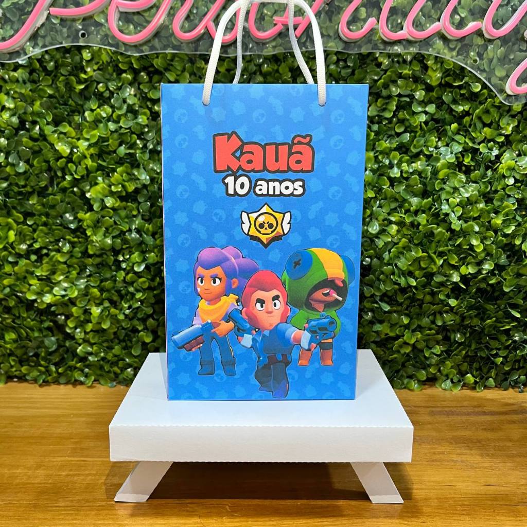 SACOLINHA PERSONALIZADA BRAWL STARS - PEGUE E MONTE - TAMANHO (M) - Lembrancinha - Aniversário