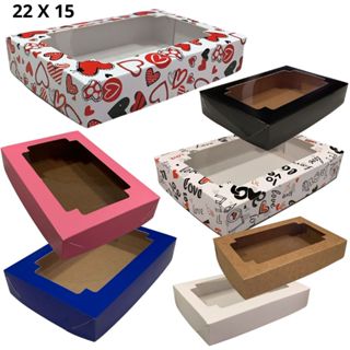 10 Caixa Com Visor de Acetato 22 x 15 x 4 ou 22 x 15 x 6  Doce,Presente, Aniversário e Dia Namorados, Dia Mães,Coração'' em Oferta na Shopee