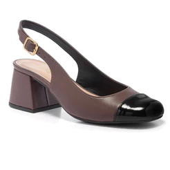 Scarpin Feminino Slingback Bico Quadrado Salto Médio Confortável Trabalho Social Elegante Original