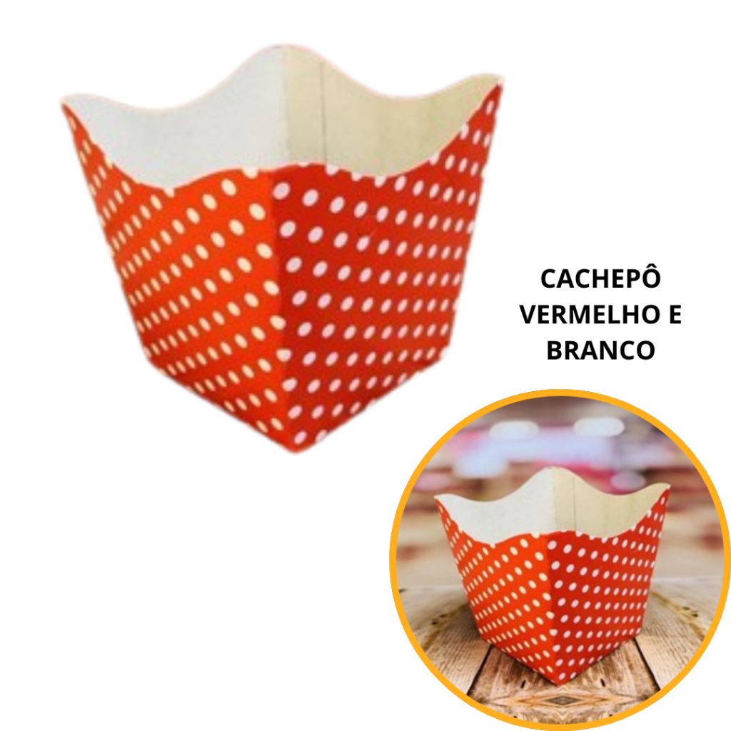 10~50 KIT CACHEPÔ FESTA POÁ VERMELHO/BRANCO 9X9X7CM VAZO DECORAÇÃO 2.17 OFF em Oferta na Shopee