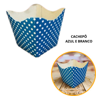 10~50 KIT CACHEPÔ FESTA POÁ AZUL/BRANCO 9X9X7CM VAZO DECORAÇÃO 2.18 OFF em Oferta na Shopee