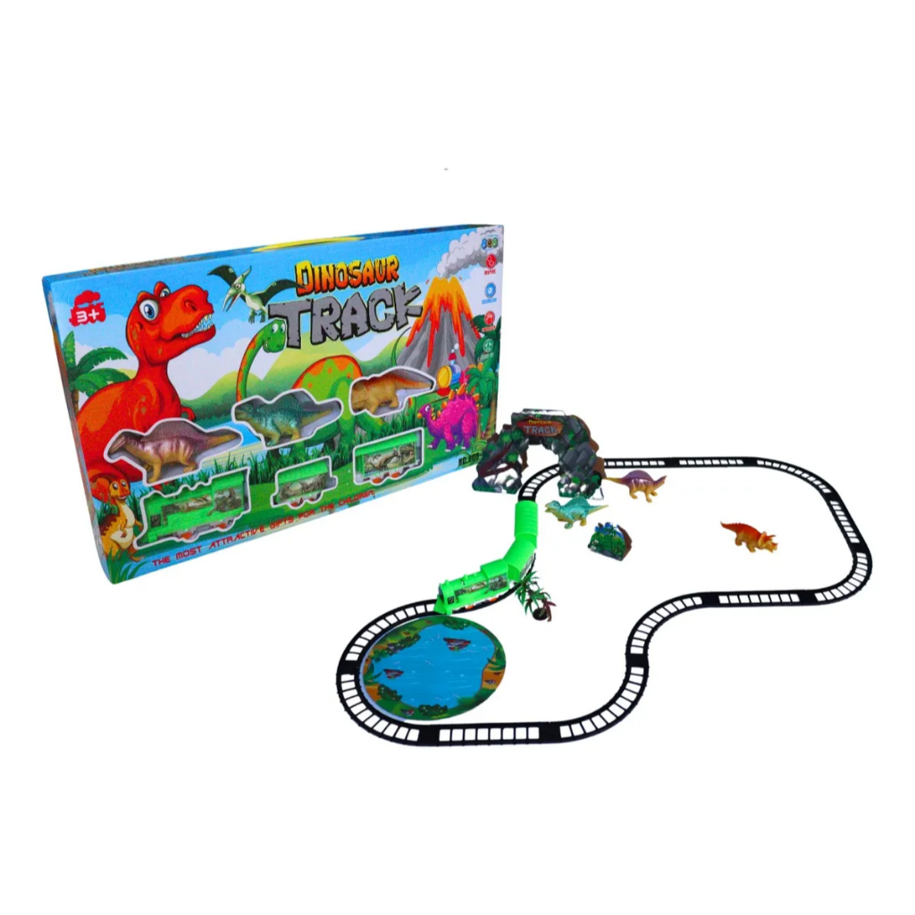 Brinquedo Trem Elétrico Locomotiva Trilho Dos Dinossauros Trenzinho Ferrorama Com Farol