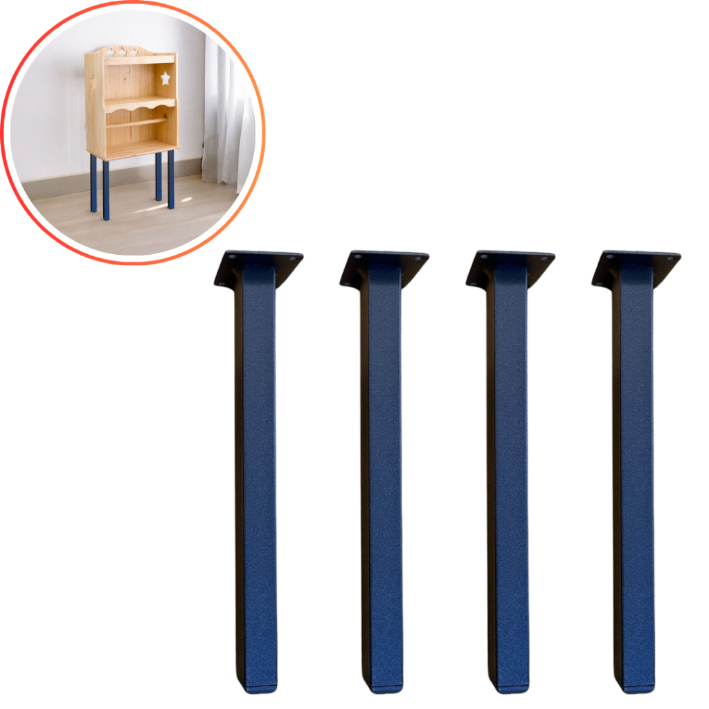 4 Pés de Móveis Tubo Ferro 40cm Cannes Preto