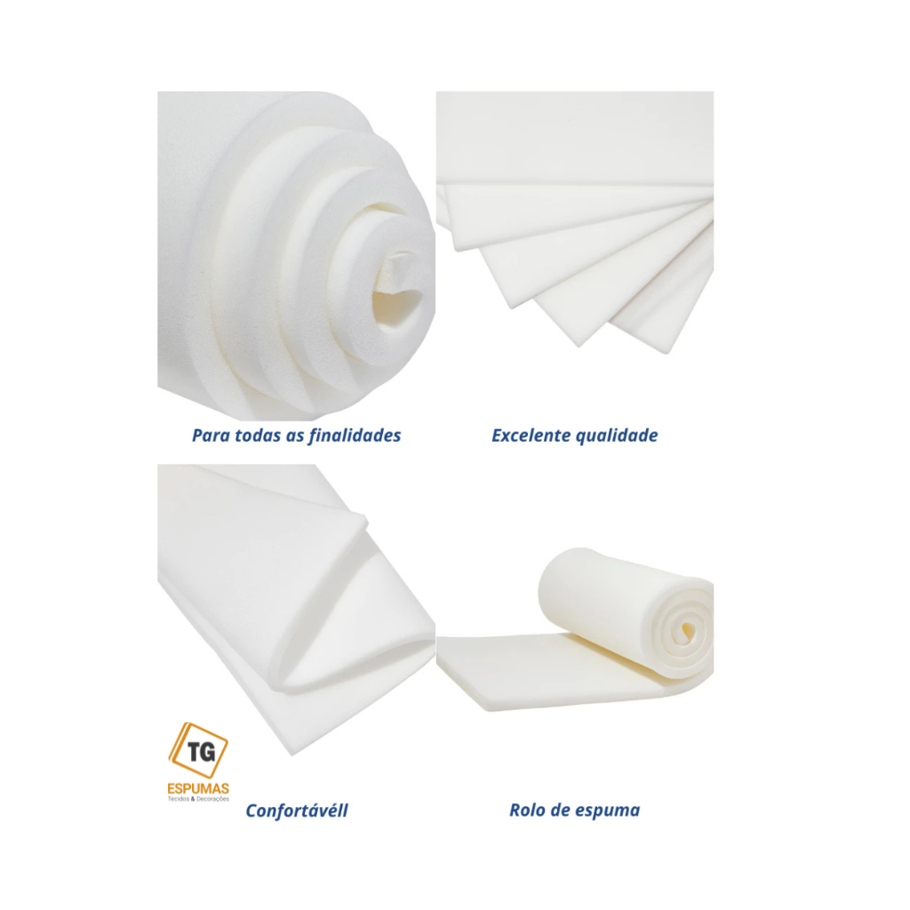 Espumas em mts D28 1,90 mts X 50 cm Diversas Espessuras p/ Tapeçaria Cabeceira Artesanato cadeira