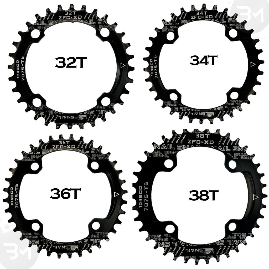 Coroa Única BCD 104mm Para Pedivela 4 Furos Bike Narrow Wide 30/32/34/36/38 Dentes Em Alumínio