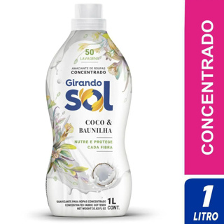 Amaciante de Roupas Concentrado Coco Baunilha 1L - Girando Sol em Oferta na Shopee