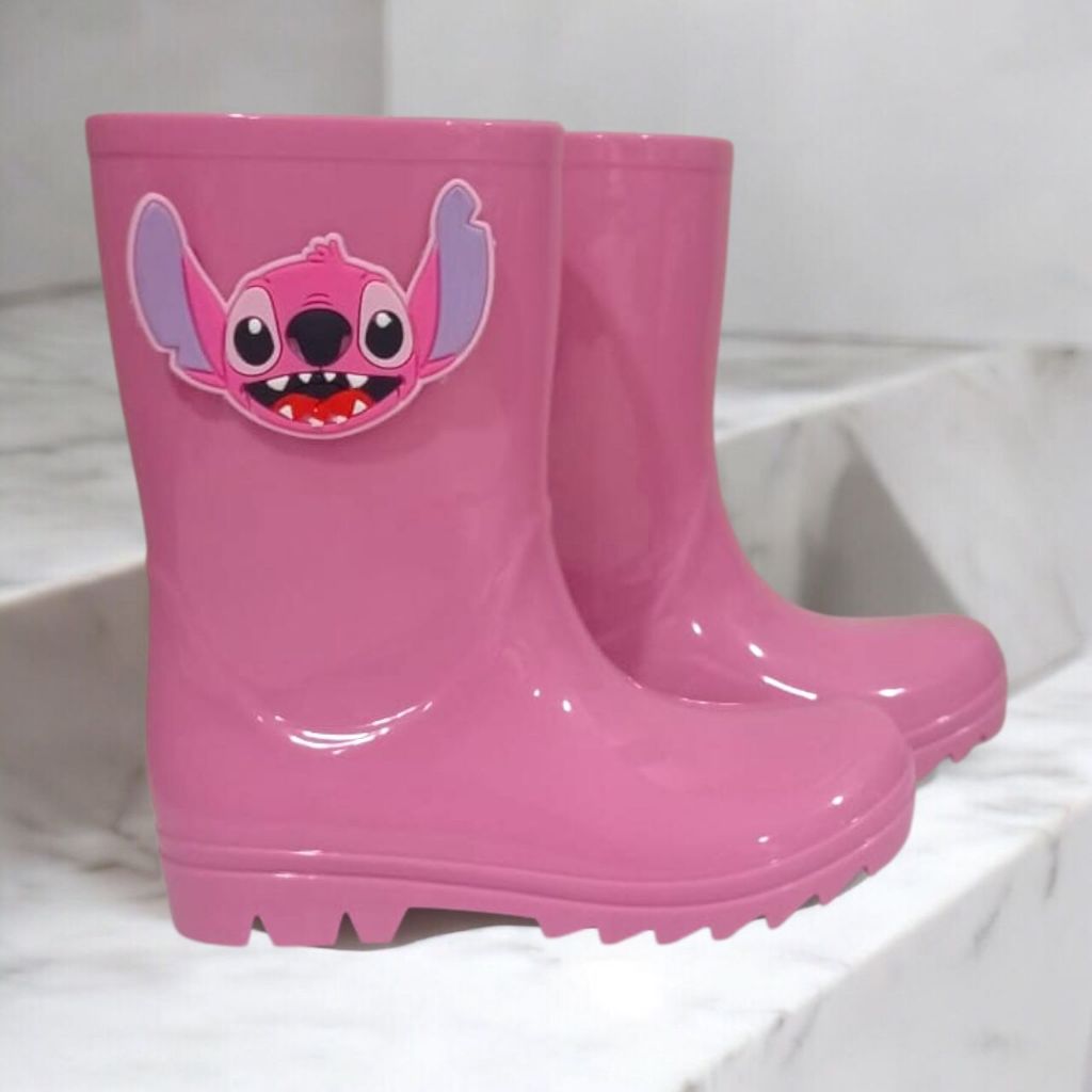 Galocha Bota de Chuva Unicórnio Cano Alto Angel Stitch Infantil Menina Juvenil Leve Moderna Confortável