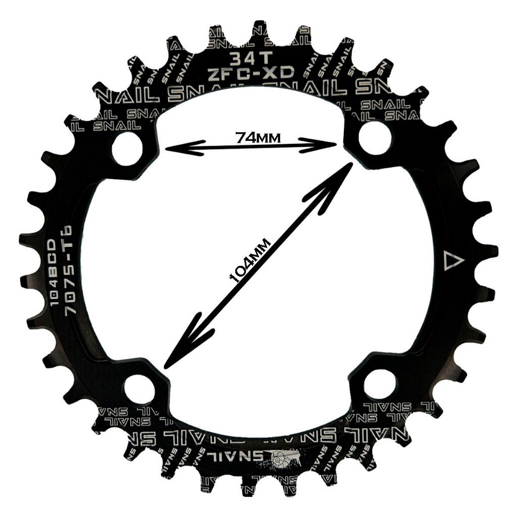 Coroa Única Para Pedivela De Bike Bcd 104mm 4 Furos 32-38 Dentes