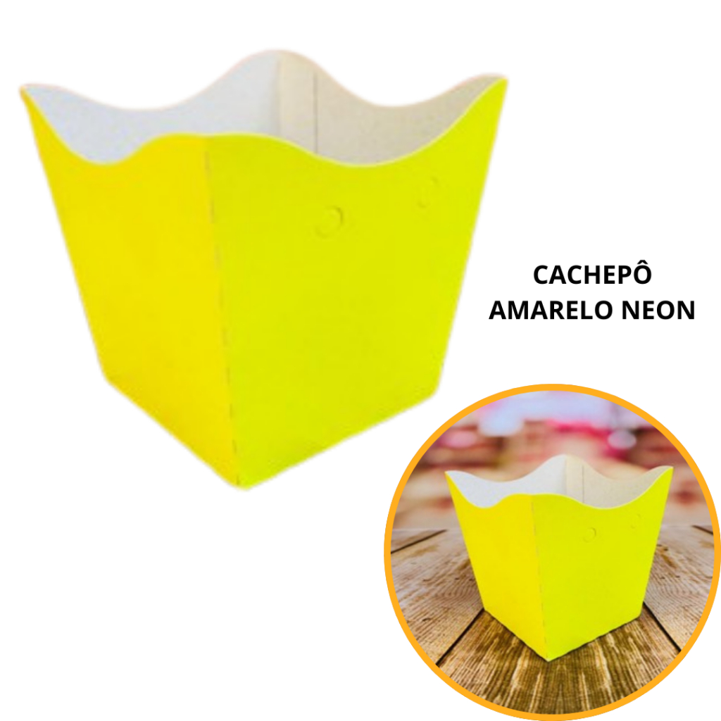 10~60 KIT CACHEPÔ FESTA AMARELO NEON  9X9X7CM VAZO DECORAÇÃO 2.62 ( NC TOYS CACHEPÔ ) em Oferta na Shopee