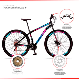 Kit Bicicleta Desmontado Aro 29 Quadro Aço Carbono 21v Freios a Disco MTB