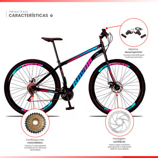 Kit Bicicleta Desmontado Aro 29 Quadro Aço Carbono 21v Freios a Disco MTB