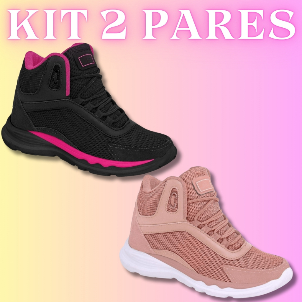 Kit 2 Pares Bota Feminina Botinha Coturno Academia Casual Tênis Confortável Caminhada Trabalho em Oferta na Shopee