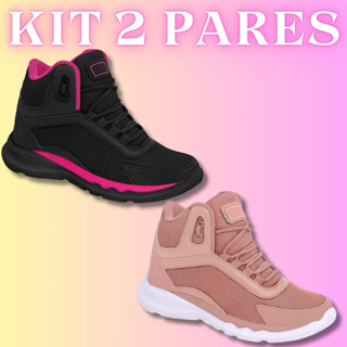 Kit 2 Pares Bota Feminina Botinha Coturno Academia Casual Tênis Confortável Caminhada Trabalho em Oferta na Shopee