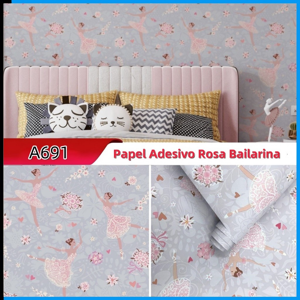 Papel De Parede Adesivo para meninas Infantil Bailarina Ballet Balé Lilás Menina Rolo em Oferta na Shopee