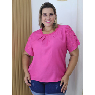 KC942106 BLUSA FEMININA LISA PLUS SIZE LANÇAMENTO em Oferta na Shopee