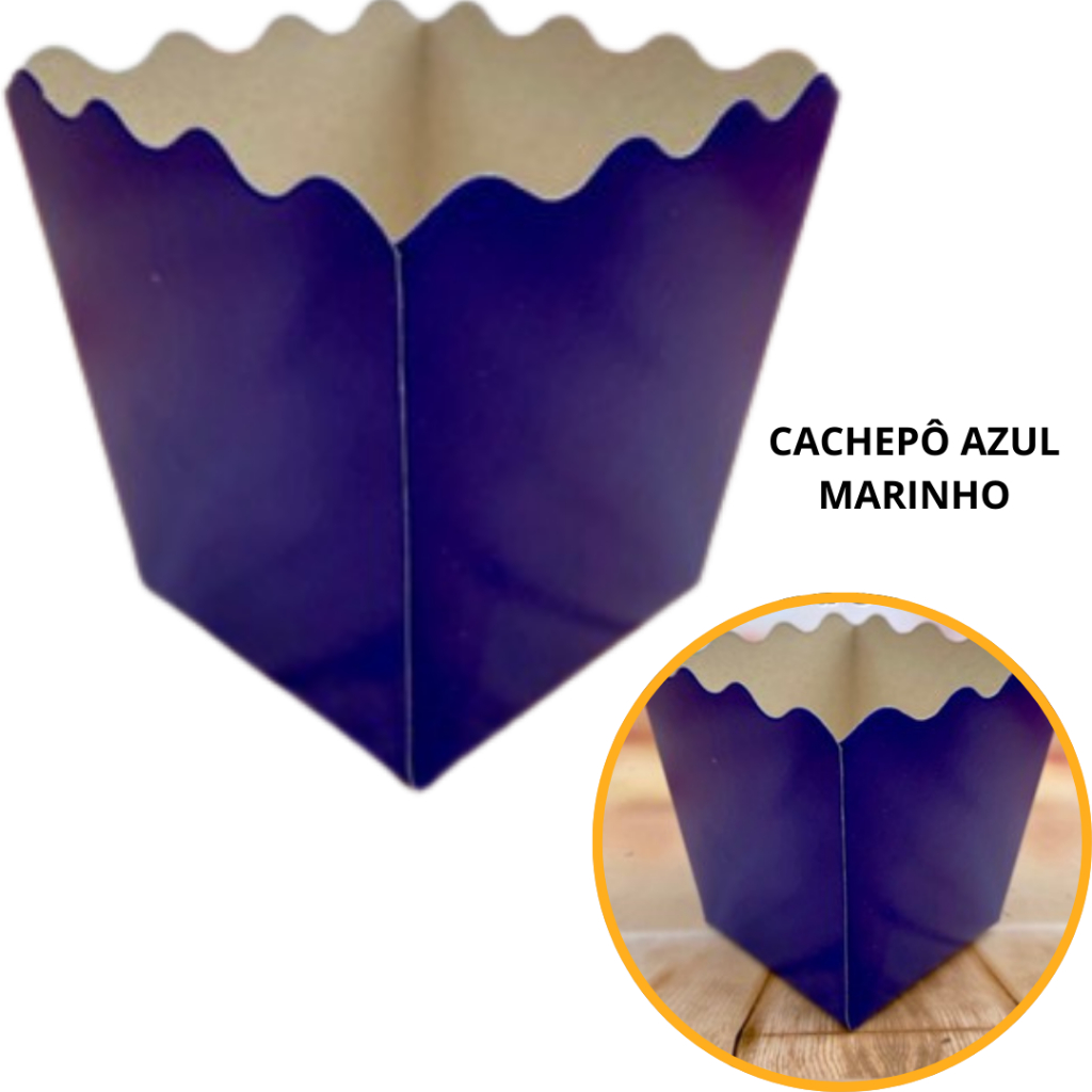 10~60 KIT CACHEPÔ DECORATIVO PAPEL FESTAS AZUL MARINHO