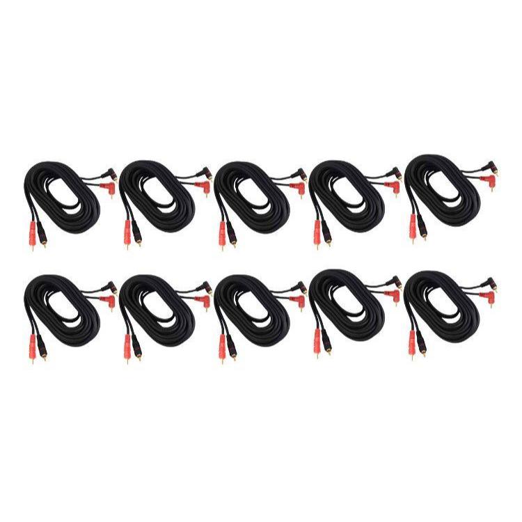 10 UN. Cabos Rca 2 X 2  com Fio Terra 5 metros Áudio Som  e Som Automotivo Flex Preto