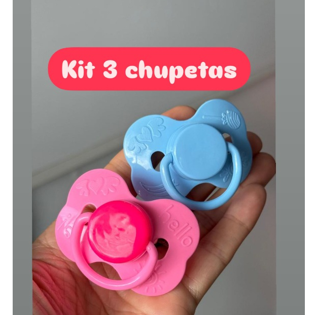 KIT 3 CHUPETAS BORBOLETA BICO SILICONE FASE 2