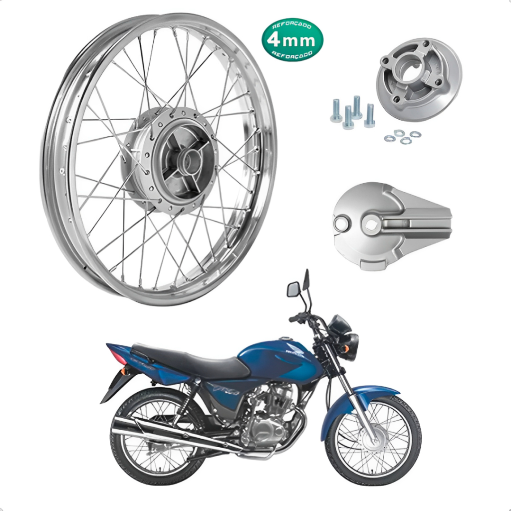 Roda Traseira Cg Titan Fan 150 2004/2017 + Espelho E Flange