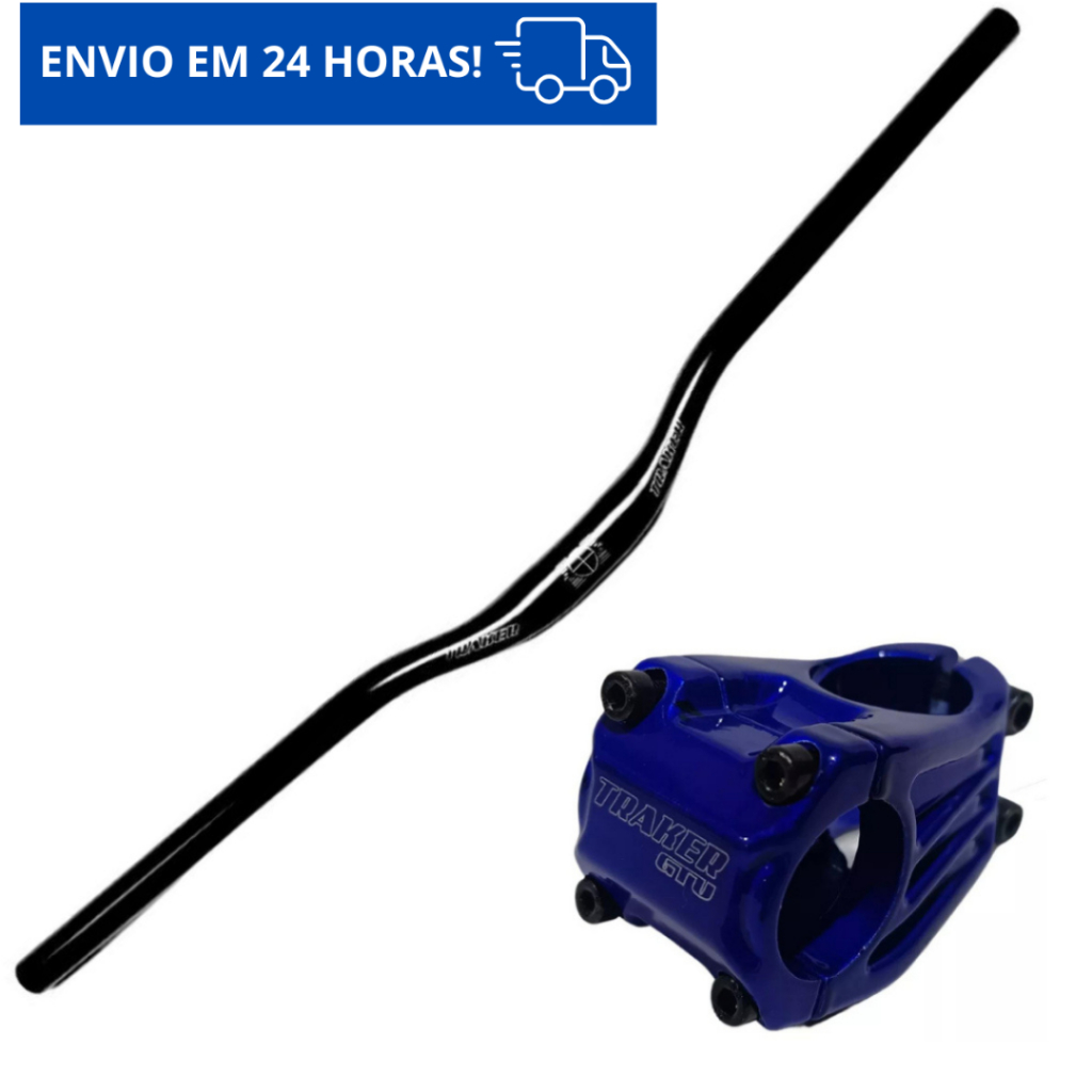 Guidão Mtb traker 31.8mm X 720mm Alumínio Curvo Cores Preto + Mesa Avanço Suporte Guidão 31.8mm 45mm Mtb Bike Ahead Set