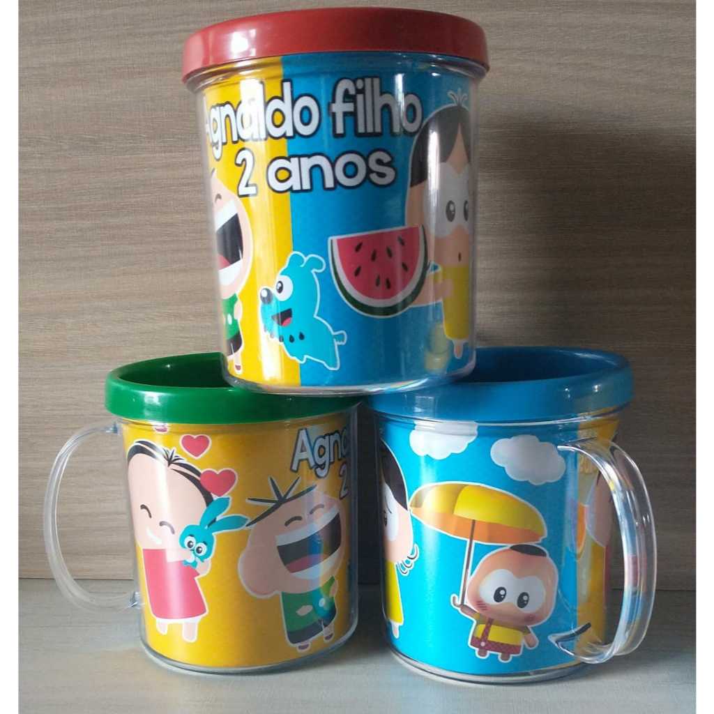 10 canecas acrílicas personalizadas para festa infantil, lembrancinhas. Mônica Toy