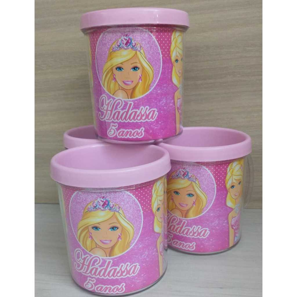 10 canecas acrílicas personalizadas para festa infantil, lembrancinhas. Barbie