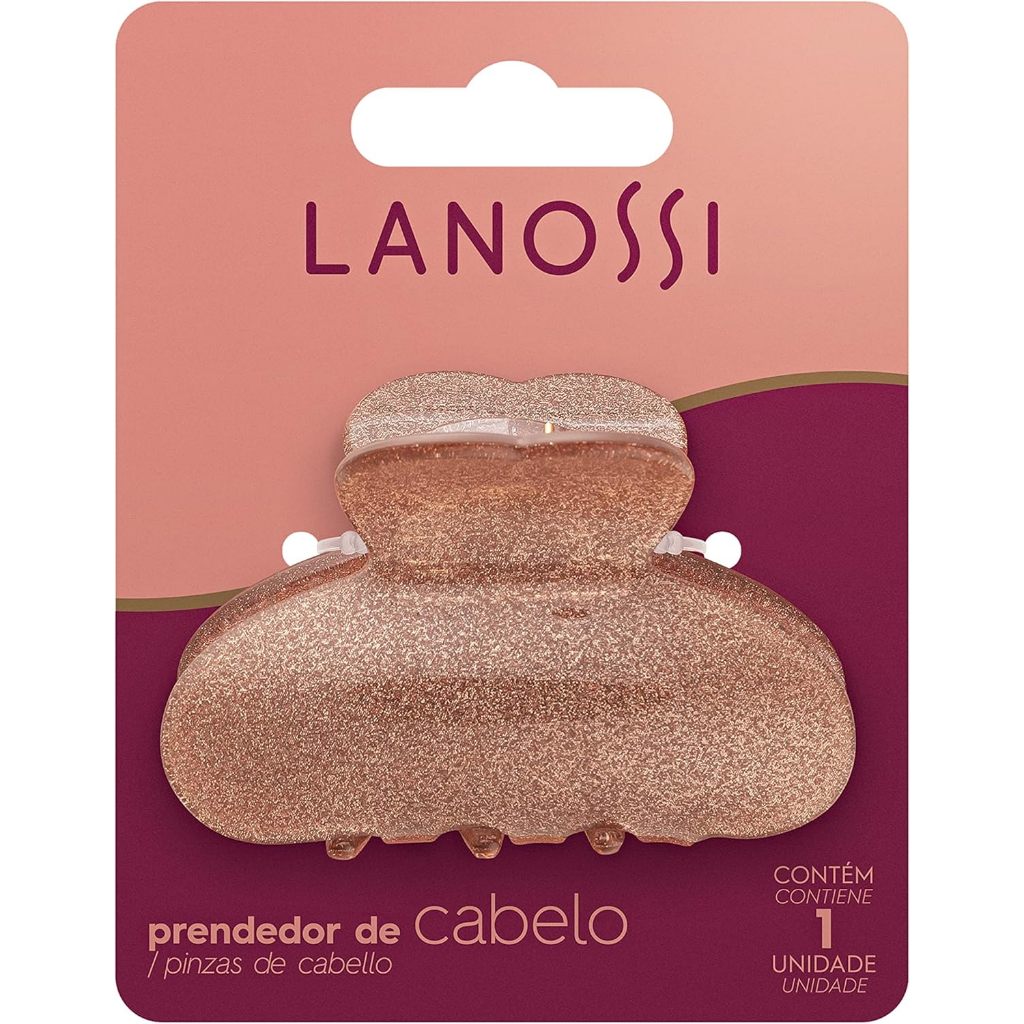 Prendedor de Cabelo Lanossi Glow Médio - Rosa ou Prata com Glitter | Firmeza, Estilo e Brilho