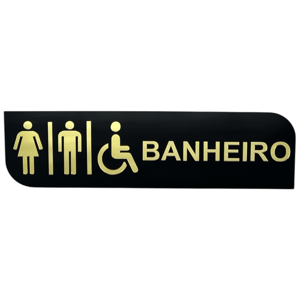 Placa Sinalização Porta Banheiro Masculino Feminino Pcd Indicação WC Unissex Acrílico 33X9cm em Oferta na Shopee