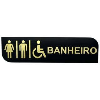 Placa Sinalização Porta Banheiro Masculino Feminino Pcd Indicação WC Unissex Acrílico 33X9cm em Oferta na Shopee