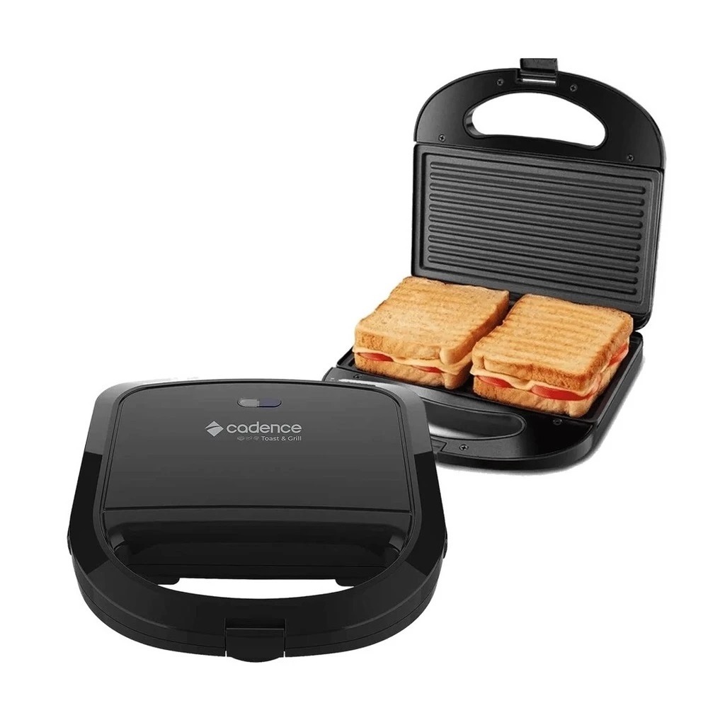 Grill Sanduicheira Cadence San260 Misteira Crepioca Tapioca Chapa Andiaderente Portátil Preto
