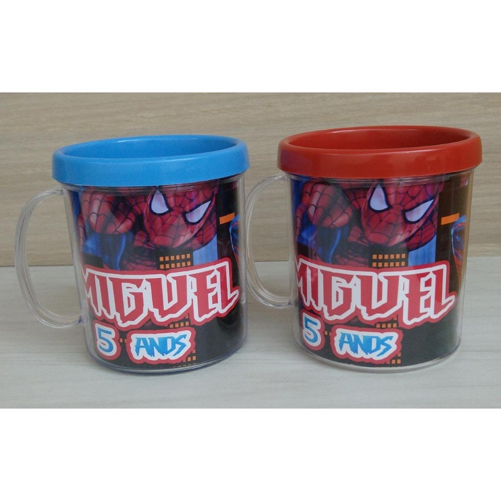 10 canecas acrílicas personalizadas para festa infantil, lembrancinhas. Homem Aranha