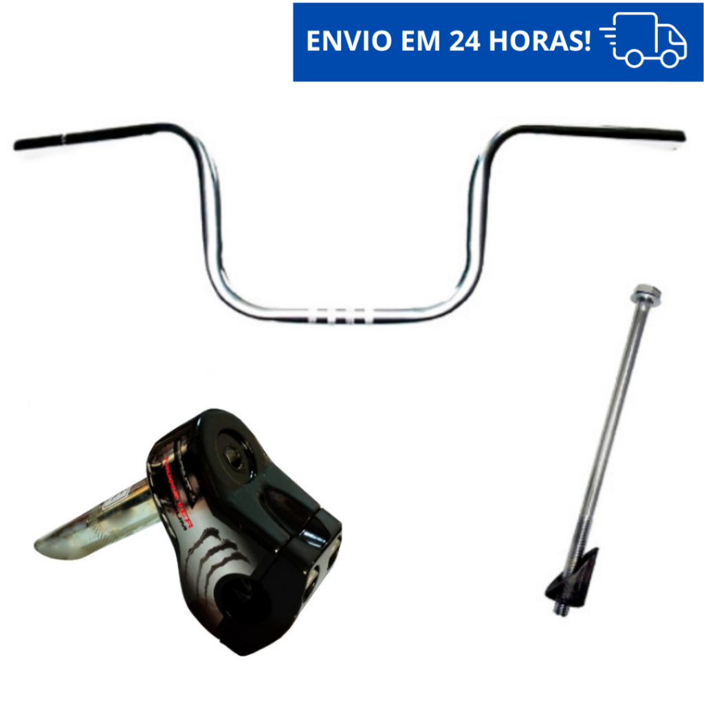 Kit Guidão De Moto Bicicleta + Mesa Suporte Frontal Front Positiva Monster Bicicleta Bmx Cross Freestyle Bike + Caneta E