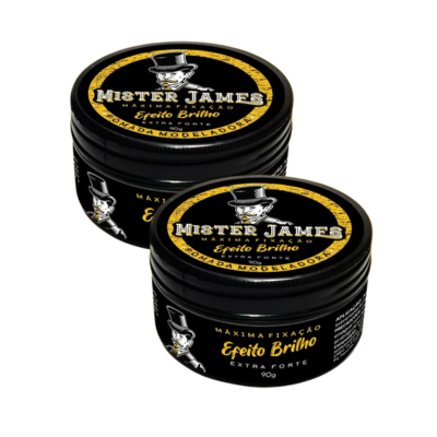 Kit 2 Pomada Brilho Intenso Modeladora Cabelo Mister James 90g | Alta Performance e Fixação Forte