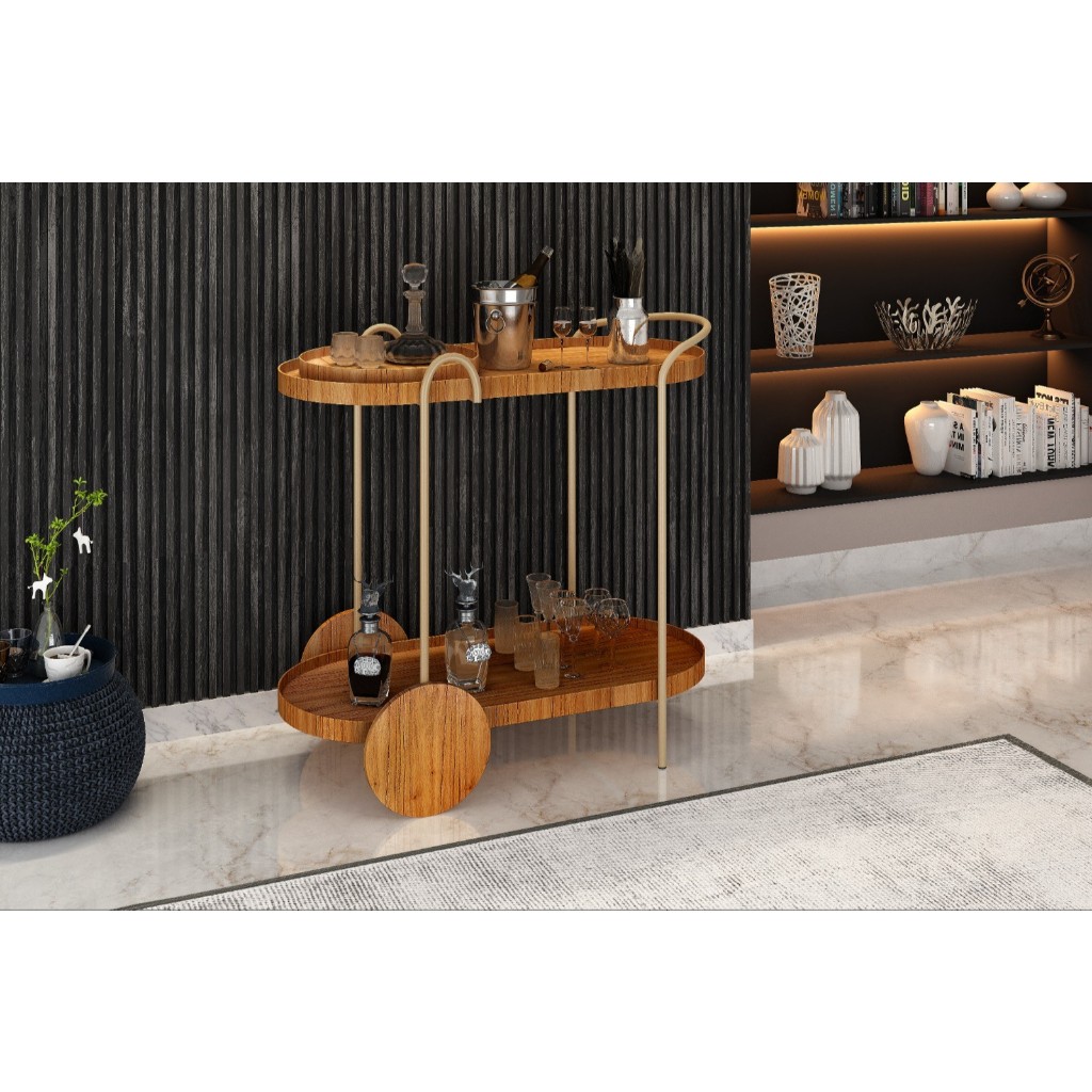 Carrinho Barzinho Cristal Com Rodinhas Para Whisky E Vinho