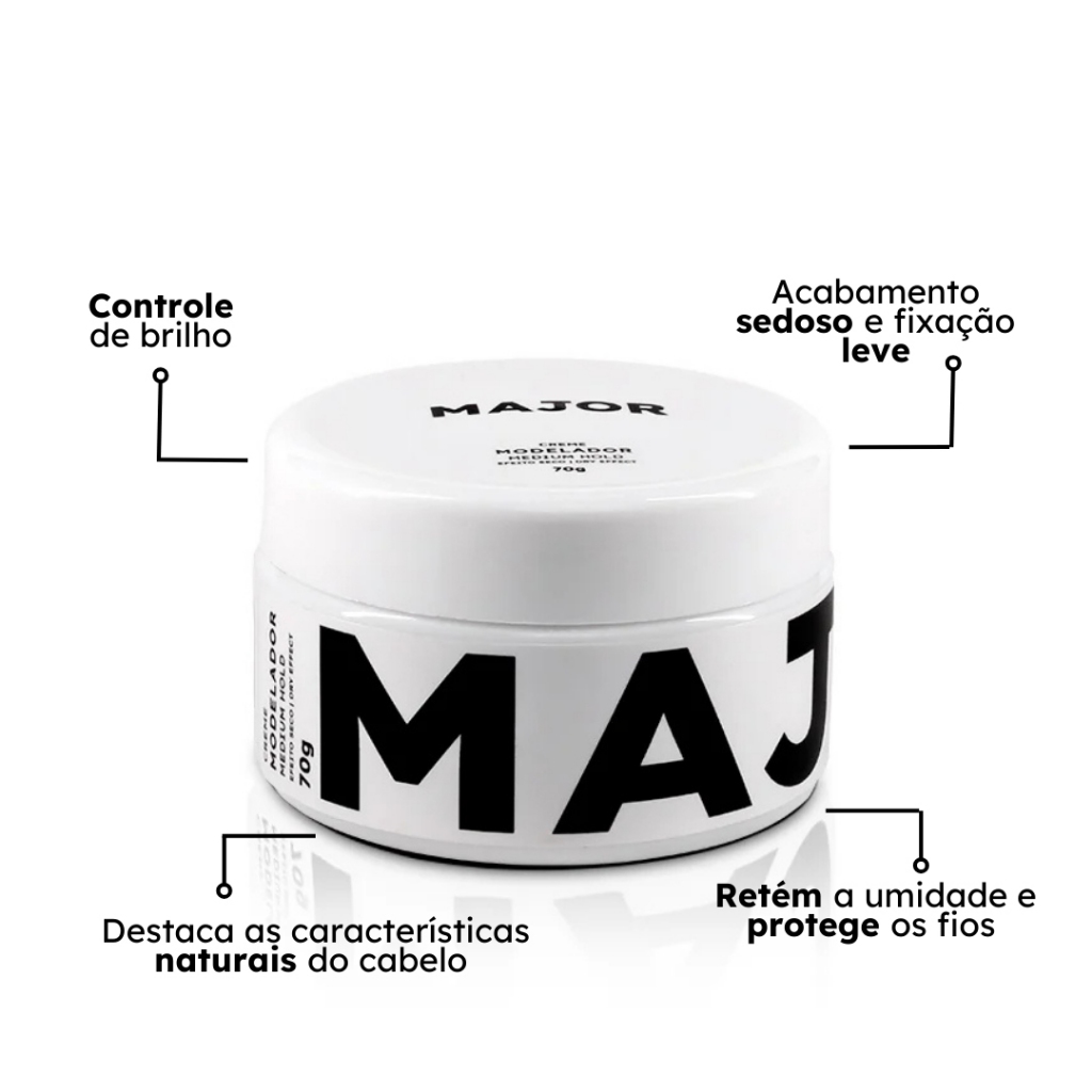 Pomada Modeladora Cabelo Masculino Profissional Efeito Seco - Major em Oferta na Shopee